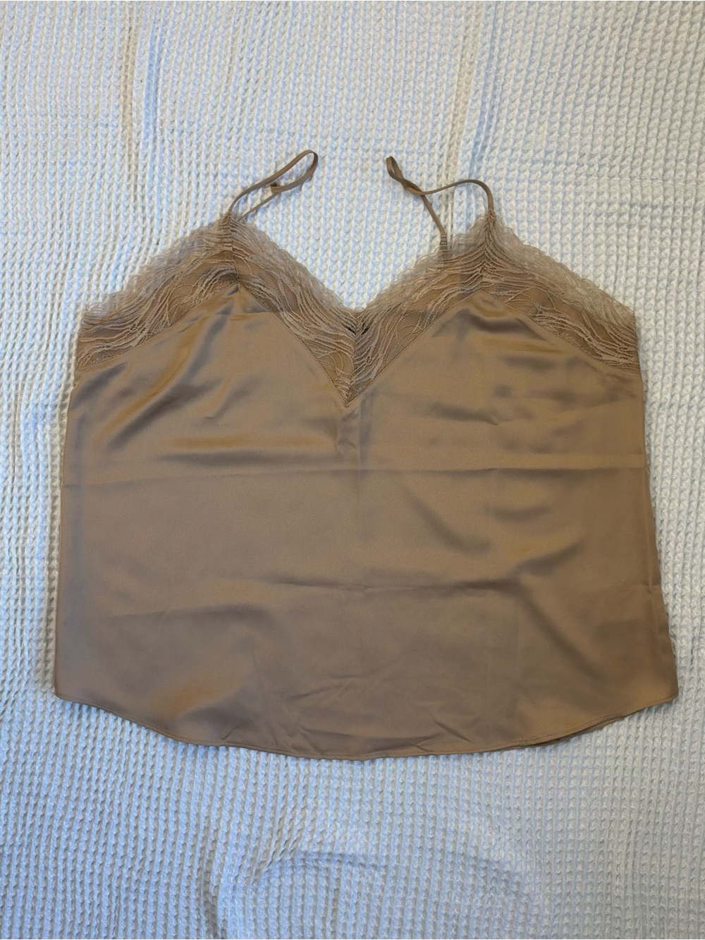 Express Lace-Trim Satin Cami in Taupe
